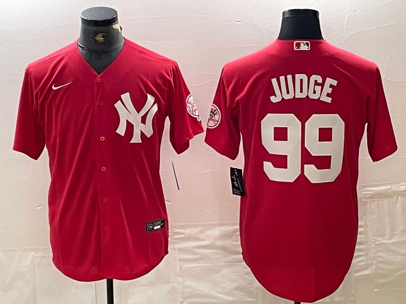 Men New York Yankees #99 Judge Red joint name Nike 2024 MLB Jersey style 1